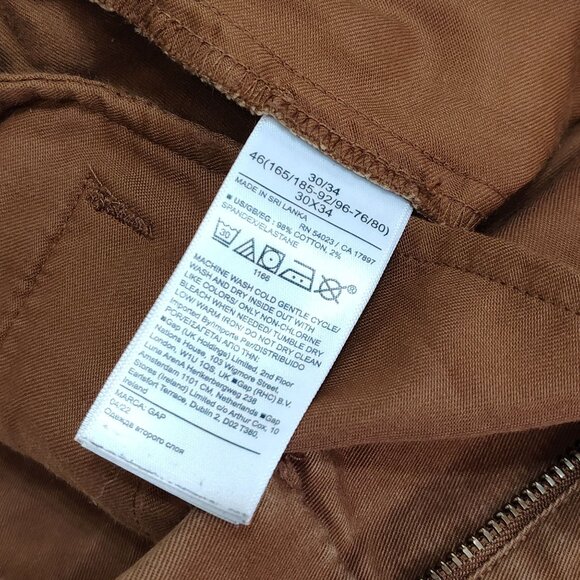 GAP Skinny Performance Chino Pants Mens 30x34 Sable Brown Cotton Blend Slim Fit - Picture 9 of 10